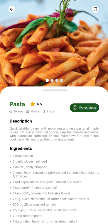 Eatsoon app displaying recipes with personal stories feature